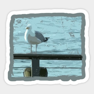 Lispe Sea Gull on Railing Sticker